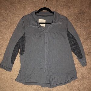 Free People, gray, long sleeve shirt/ button down